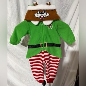 Buc-ee's Elf Green and White Fleece Onesie